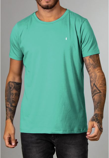 Camiseta Básica Gola Canoa Verde Água