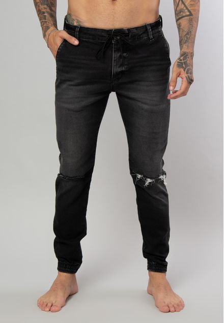Calça Jogger Jeans UltraConfort Black Rips