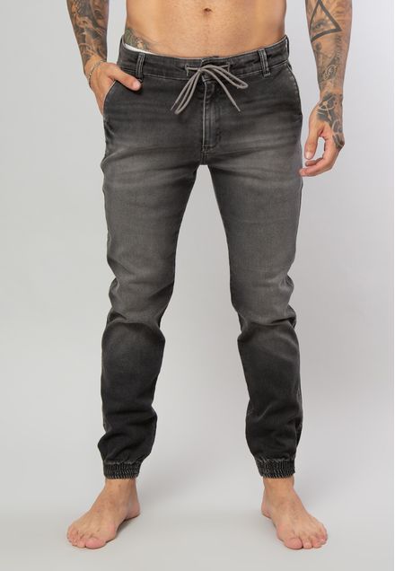 Calça Jogger Jeans UltraConfort Black Washed