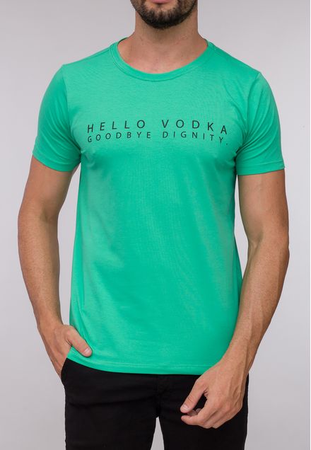 Camiseta Hello Vodka Verde Água