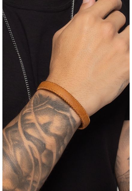 Pulseira Couro Costurado