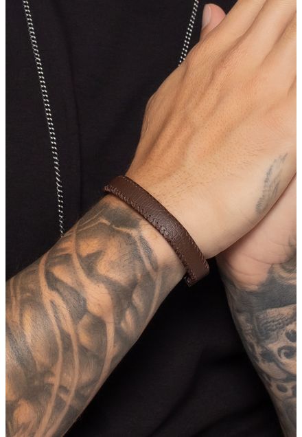 Pulseira Couro Costurado
