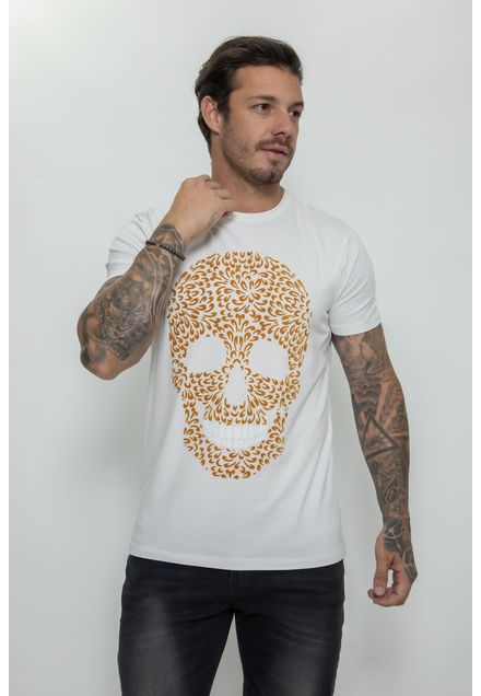 Camiseta Caveira Flocada