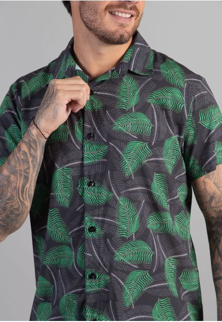 Camisa Casual Dark Leaves